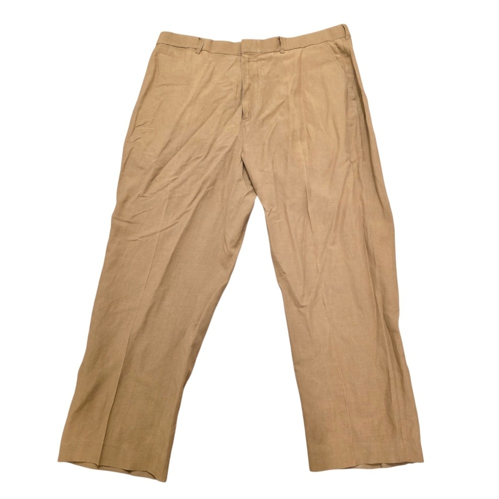Polo Ralph Lauren Tan Pleated Linen Silk Classic Professional Dressy Pants Sz 38